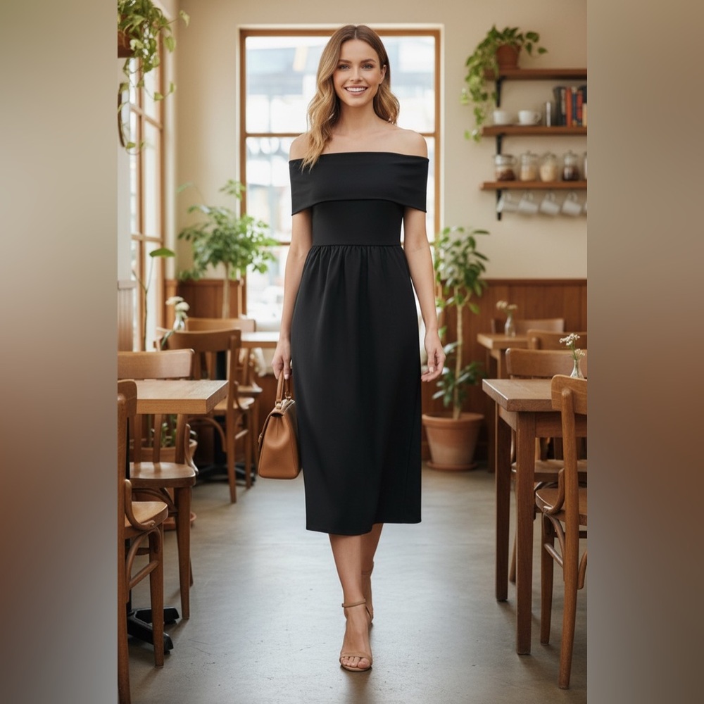 Lands' End Off the Shoulder Slender Dress Black
With pockets - Picture 5 of 12